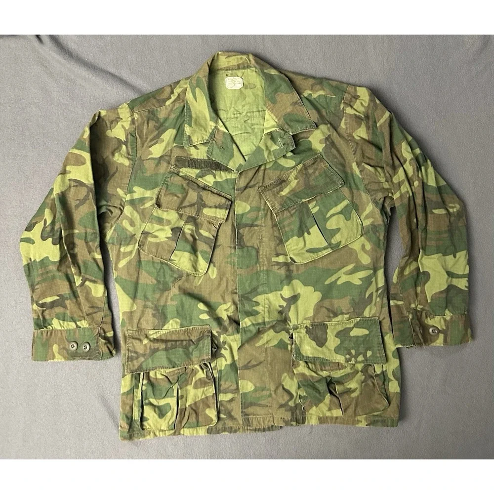 Vietnam US ARMY USMC Jungle Jacket Coat Lowland ERDL Medium Short Camouflage EUC